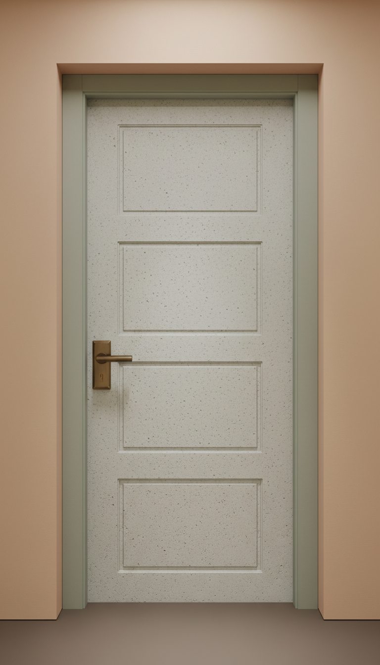 Soft Stone Panel Door With Brushed Bronze Hardware