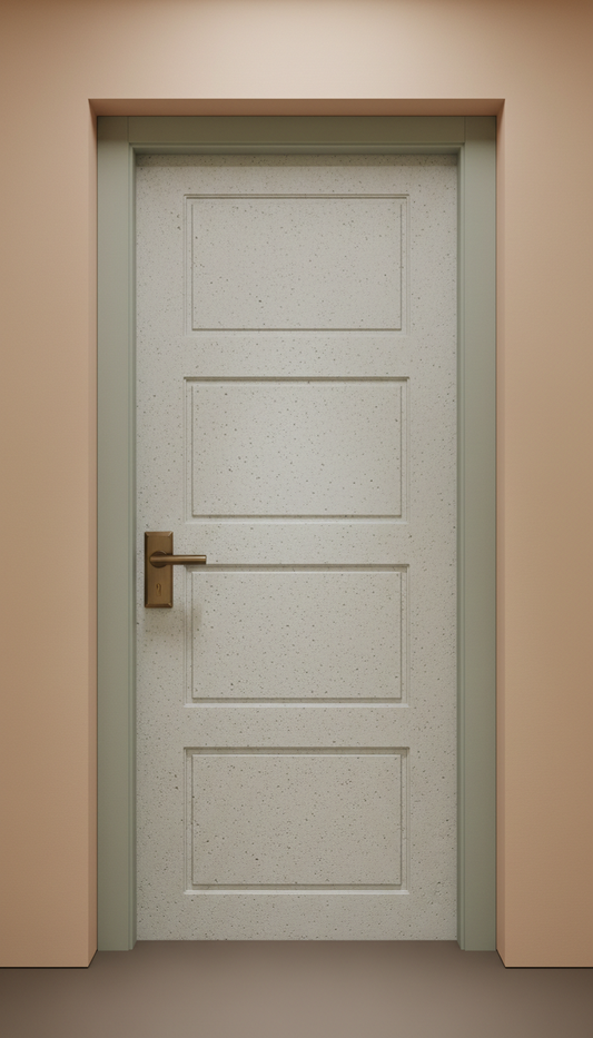 Soft Stone Panel Door With Brushed Bronze Hardware