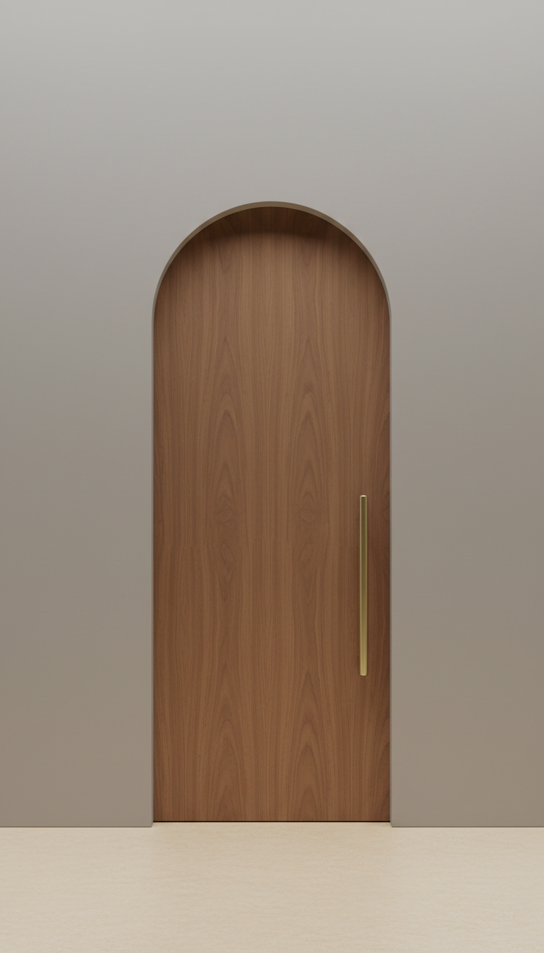 Walnut Arched Door With Minimalist Handle